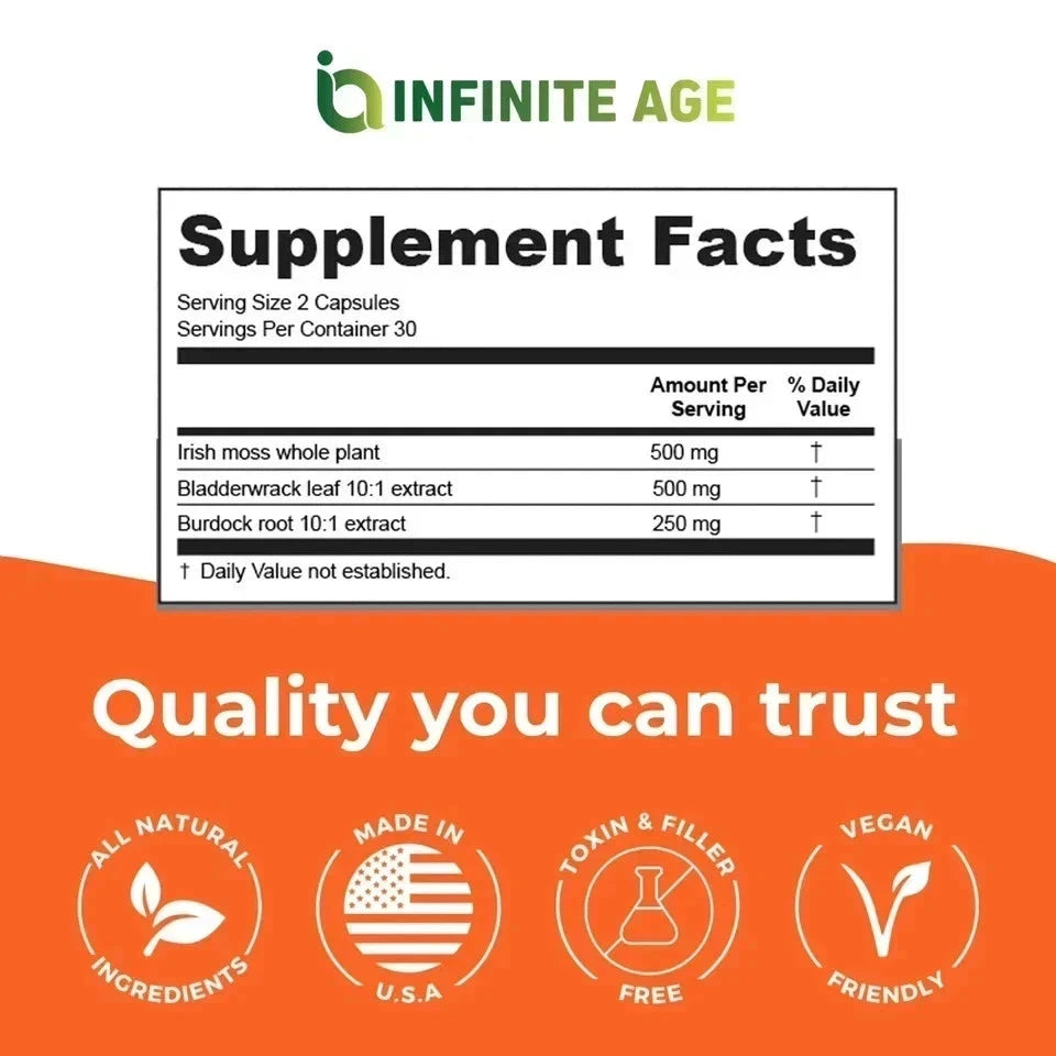 Infinite Age Sea Moss Advanced 1250 mg – 60 Vegan Capsules