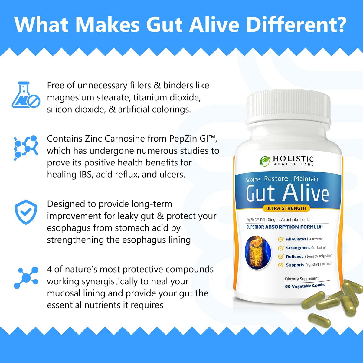Holistic Health Labs Gut Alive Digestive Support – 60 Capsules