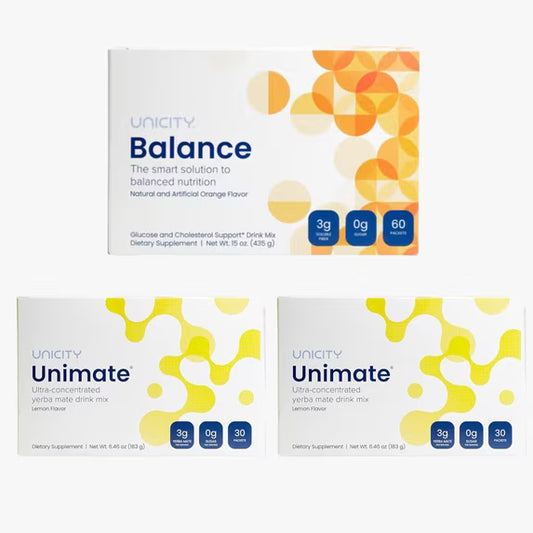 Unicity Drink Mix Trio Pack – Orange Balance & Lemon Unimate  {3 Boxes / 90 Sachets Total}