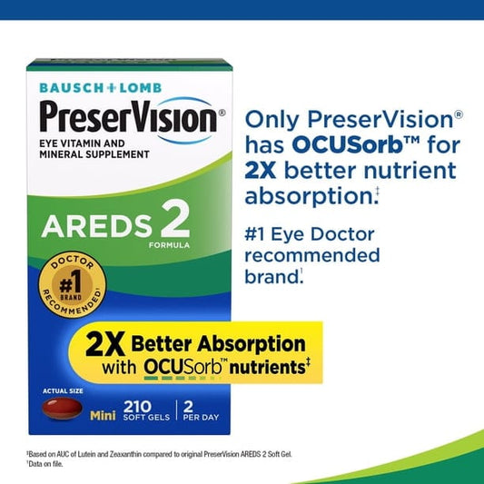Bausch + Lomb PreserVision AREDS 2 Formula – 210 Softgels