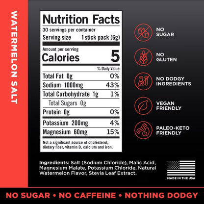 LMNT Watermelon Salt Zero Sugar Electrolyte Drink Mix – 30 Stick Packs