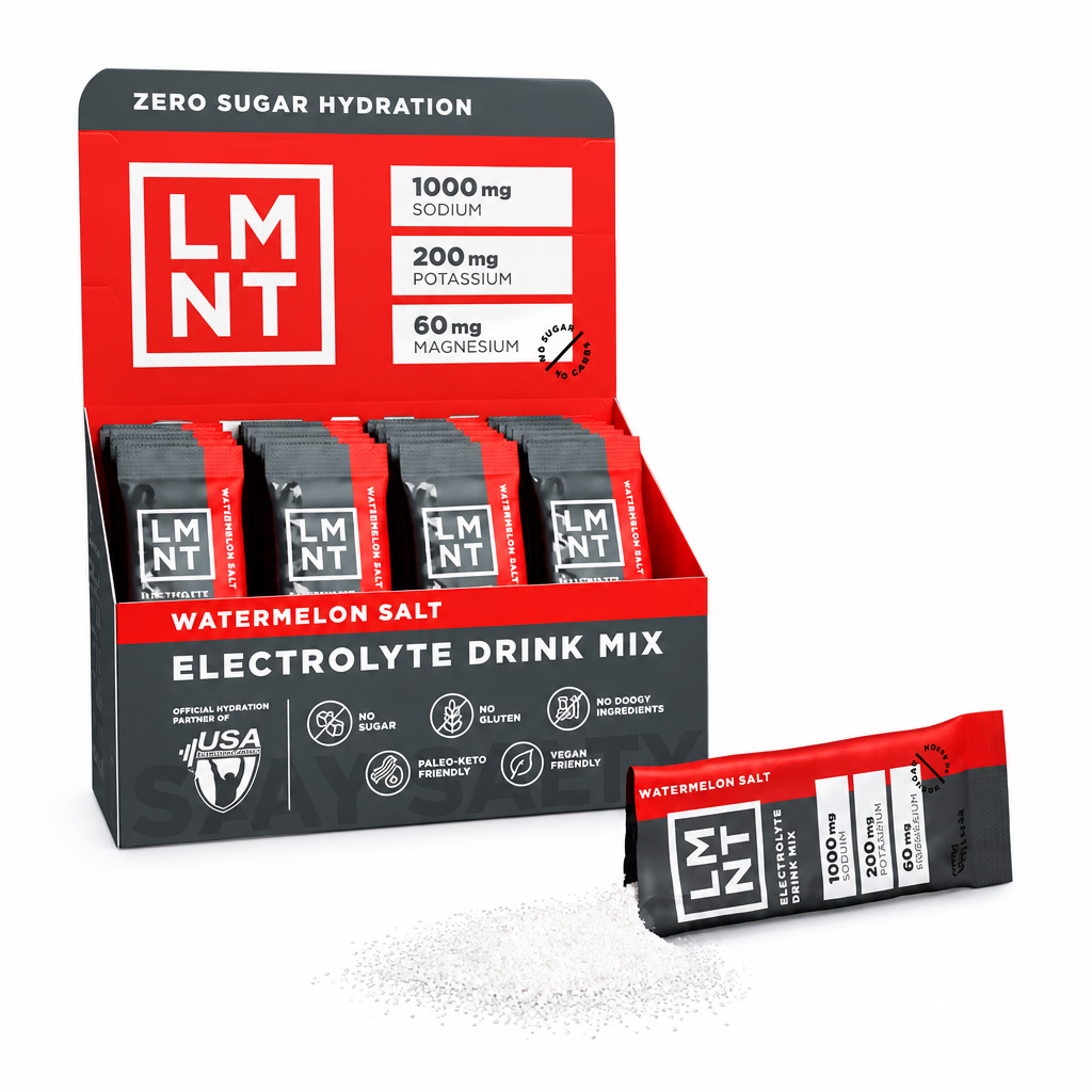 LMNT Watermelon Salt Zero Sugar Electrolyte Drink Mix – 30 Stick Packs