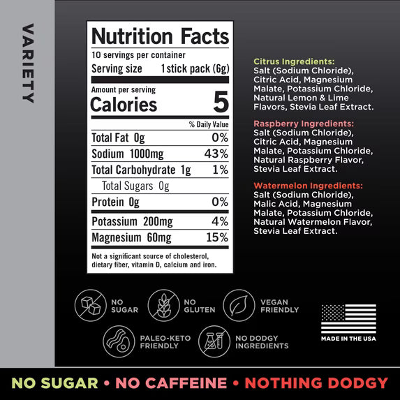 LMNT Zero Sugar Electrolyte Drink Mix Variety Pack – 5 Packs × 6 Sticks / 30 Total Sticks