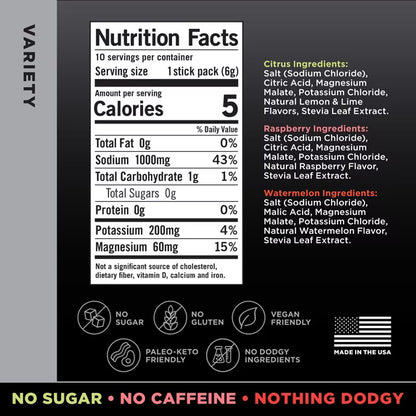 LMNT Zero Sugar Electrolyte Drink Mix Variety Pack – 5 Packs × 6 Sticks / 30 Total Sticks