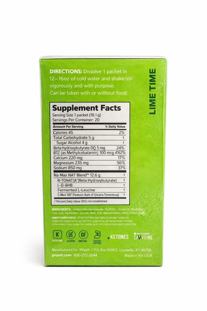 PRÜVIT Keto//OS NAT Lime Time Charged Ketone Drink Mix – 20 Pack