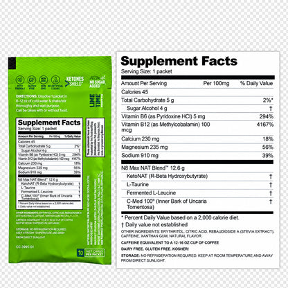 PRÜVIT Keto//OS NAT Lime Time Charged Ketone Drink Mix – 20 Pack