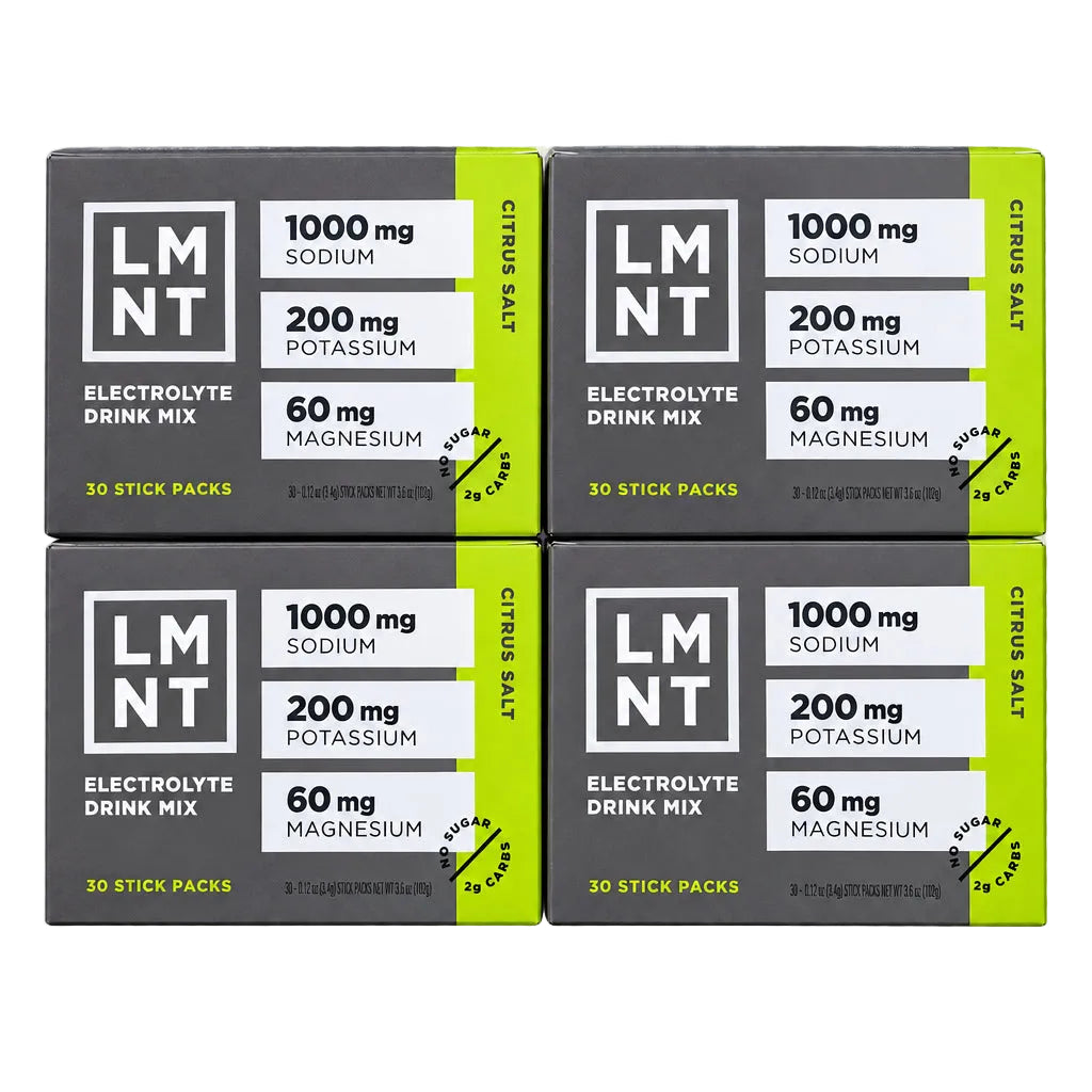 LMNT Citrus Salt Electrolyte Drink Mix – 120 Stick Packs (4 Boxes)