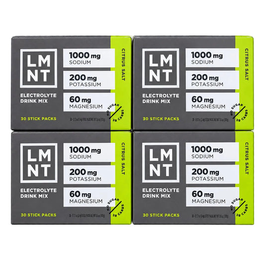 LMNT Citrus Salt Electrolyte Drink Mix – 120 Stick Packs (4 Boxes)