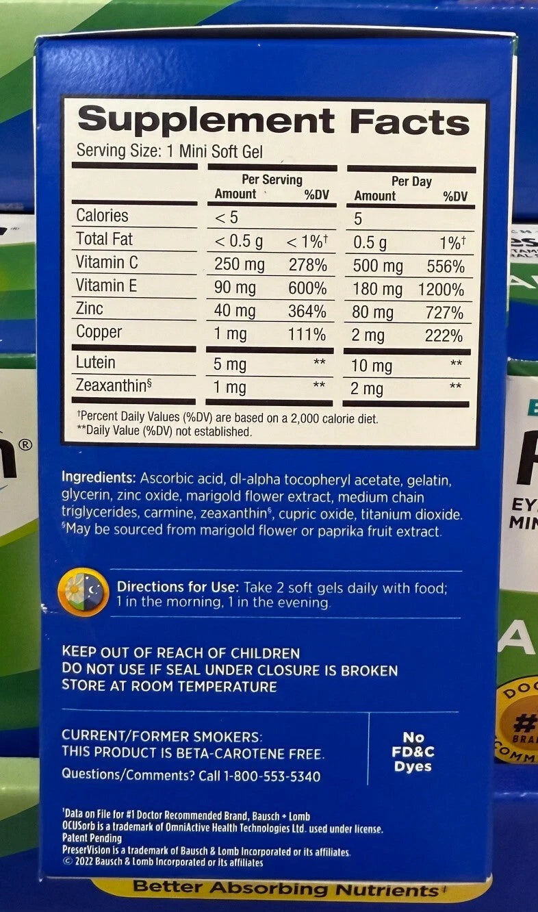 Bausch + Lomb PreserVision AREDS 2 Formula – 210 Softgels