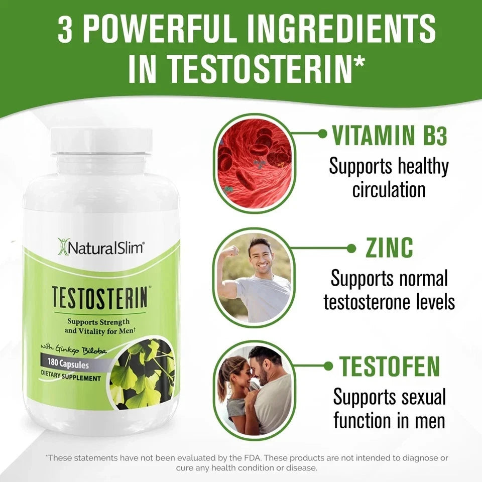 NaturalSlim Testosterin Men’s Multivitamin – 180 Capsules
