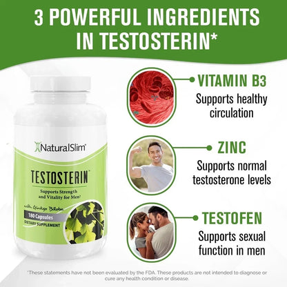 NaturalSlim Testosterin Men’s Multivitamin – 180 Capsules