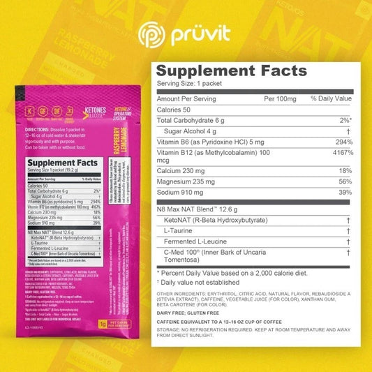 PRÜVIT Keto//OS NAT Raspberry Lemonade Charged – 20 Pack