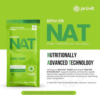 PRÜVIT Keto//OS NAT Lime Time Charged Ketone Drink Mix – 20 Pack