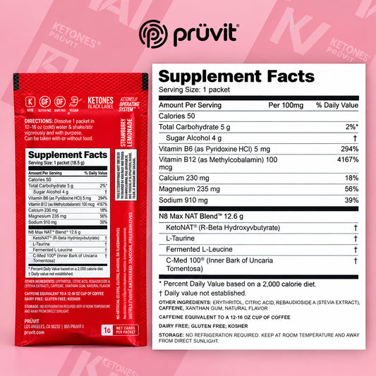PRÜVIT Keto//OS NAT Strawberry Peach Charged – 20 Pack