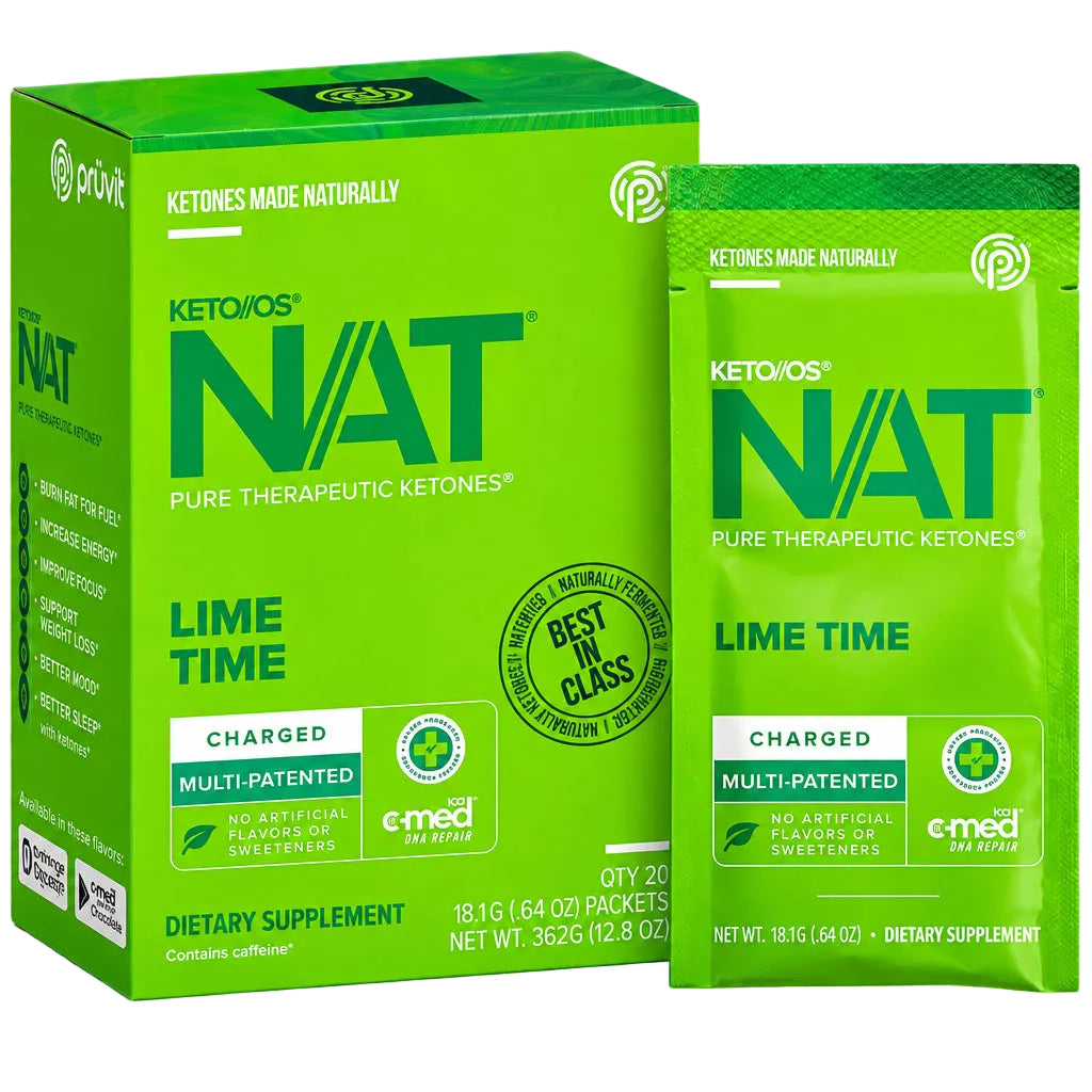 PRÜVIT Keto//OS NAT Lime Time Charged Ketone Drink Mix – 20 Pack