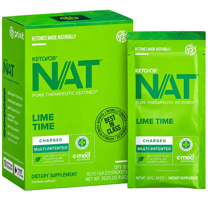 PRÜVIT Keto//OS NAT Lime Time Charged Ketone Drink Mix – 20 Pack