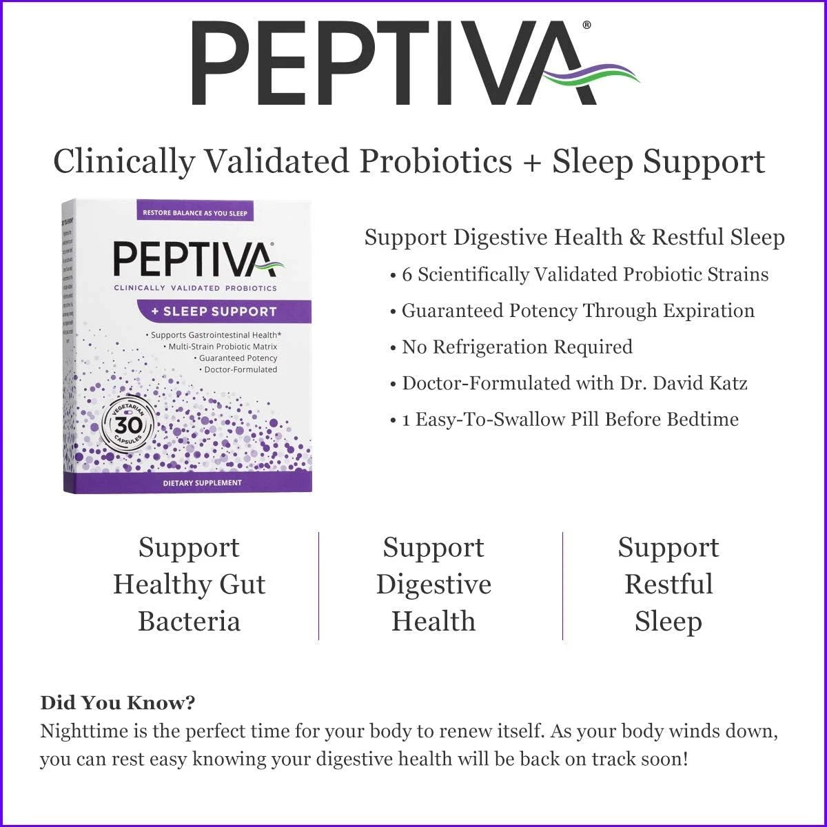 Peptiva 26 Billion CFU Probiotic & Sleep Support – 30 Capsules