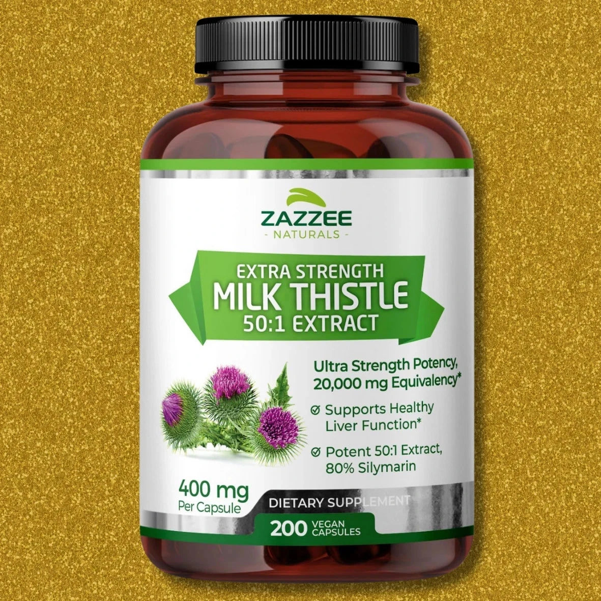 Zazzee Naturals Organic Milk Thistle Extract 20,000 mg – 200 Vegan Capsules