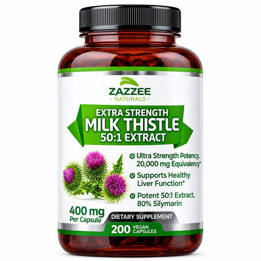 Zazzee Naturals Organic Milk Thistle Extract 20,000 mg – 200 Vegan Capsules