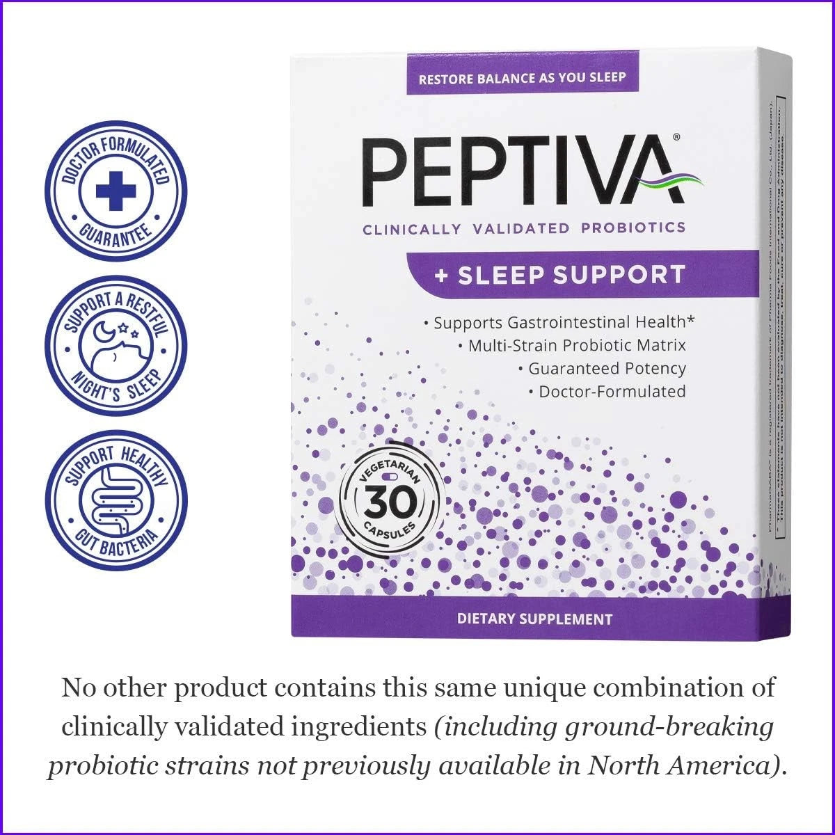 Peptiva 26 Billion CFU Probiotic & Sleep Support – 30 Capsules