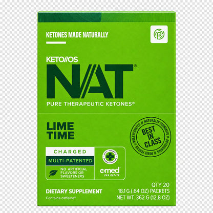 PRÜVIT Keto//OS NAT Lime Time Charged Ketone Drink Mix – 20 Pack