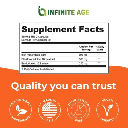 Infinite Age Sea Moss Advanced 1250 mg – 60 Vegan Capsules
